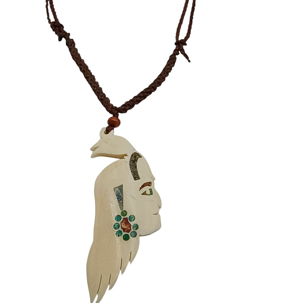 Hand-Carved Pendant Necklace, Handmade Macrame Jewelry